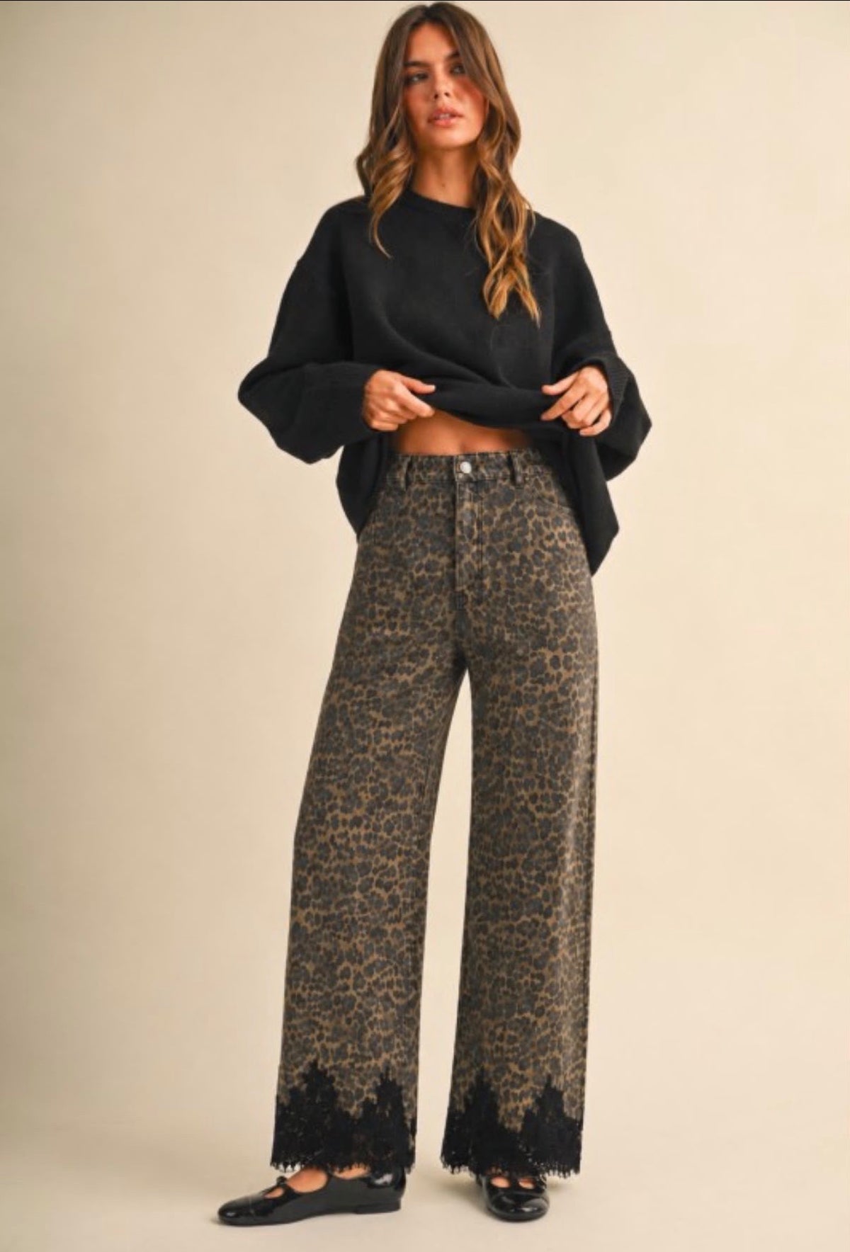 Leopard/lace pants