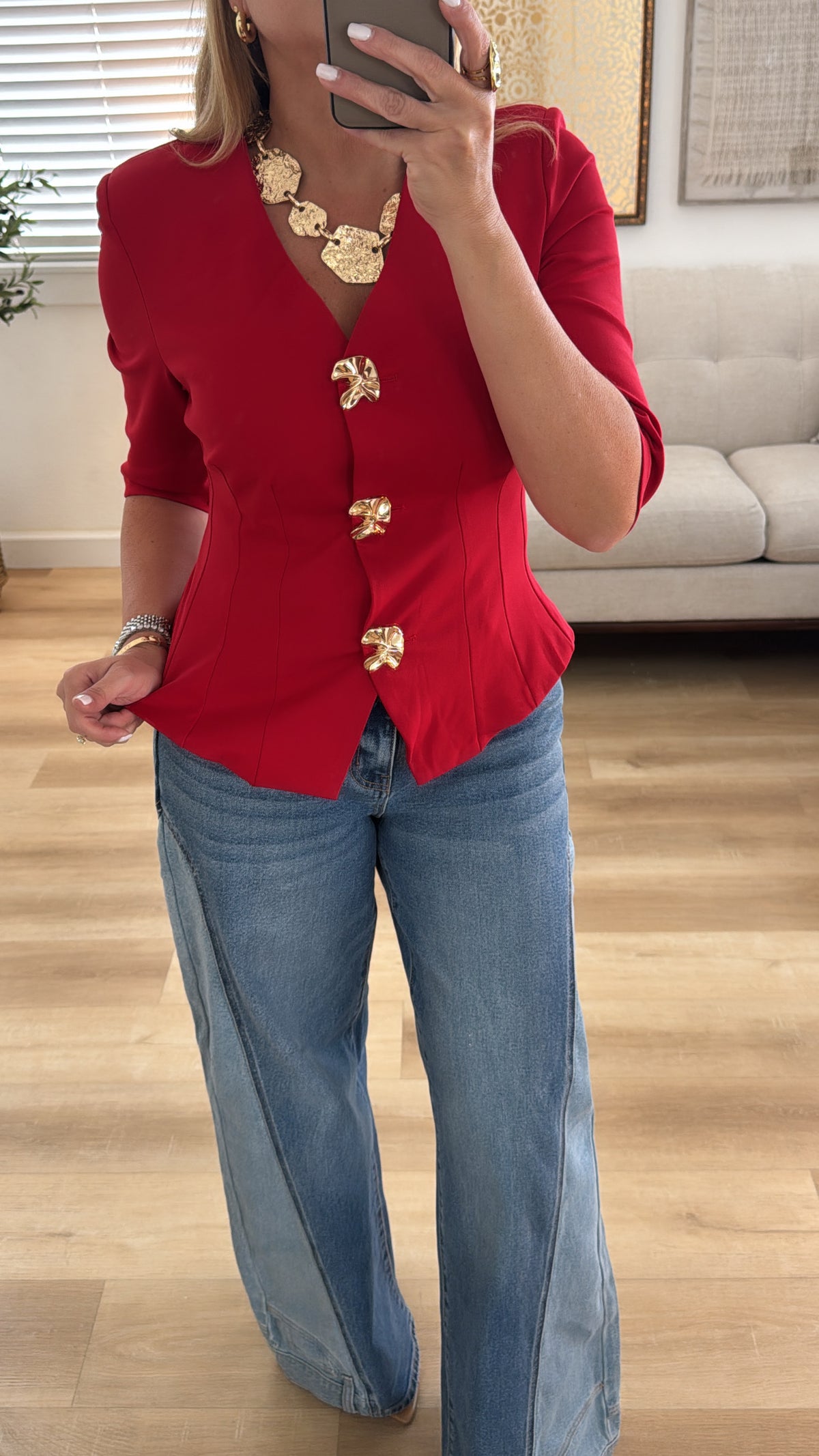 Red blouse
