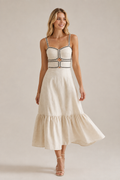 COTTON LINEN MIDI DRESS WITH TRIM
TAPE DETAIL