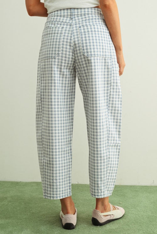 Blue barrel pants