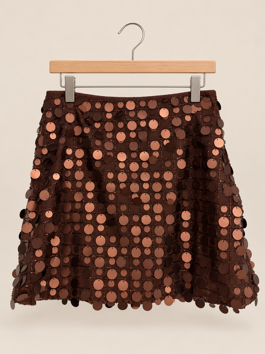 sequins/brown skirt