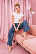 white waistband Stretch jeans