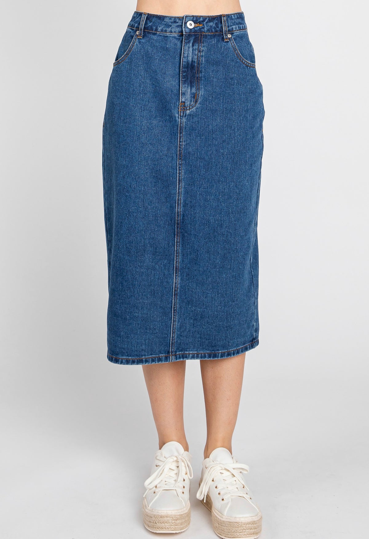 Denim midi skirt