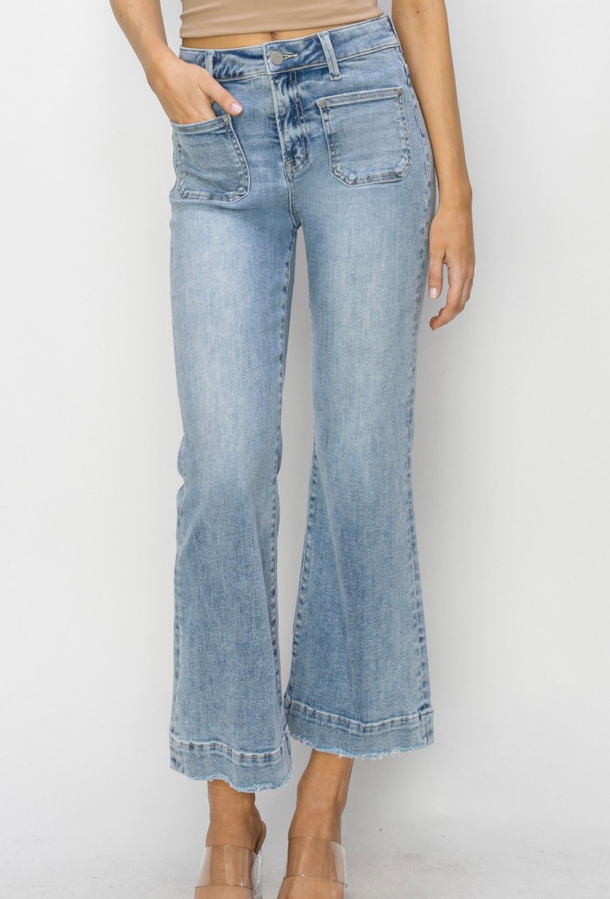 high rise flare jeans