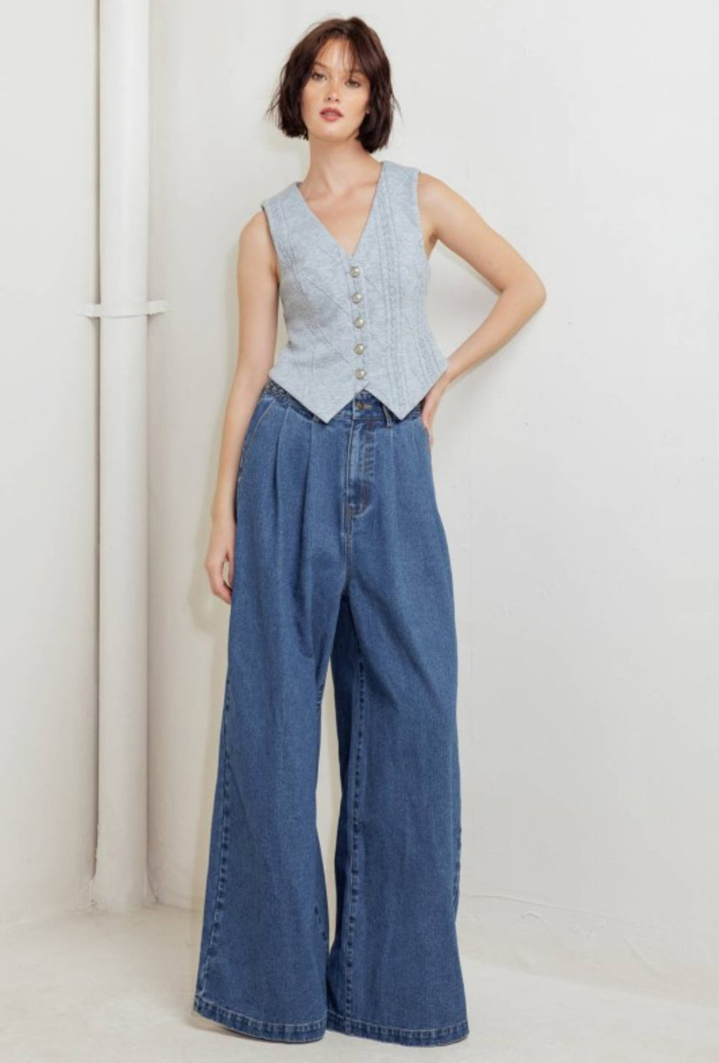 Washed denim pants