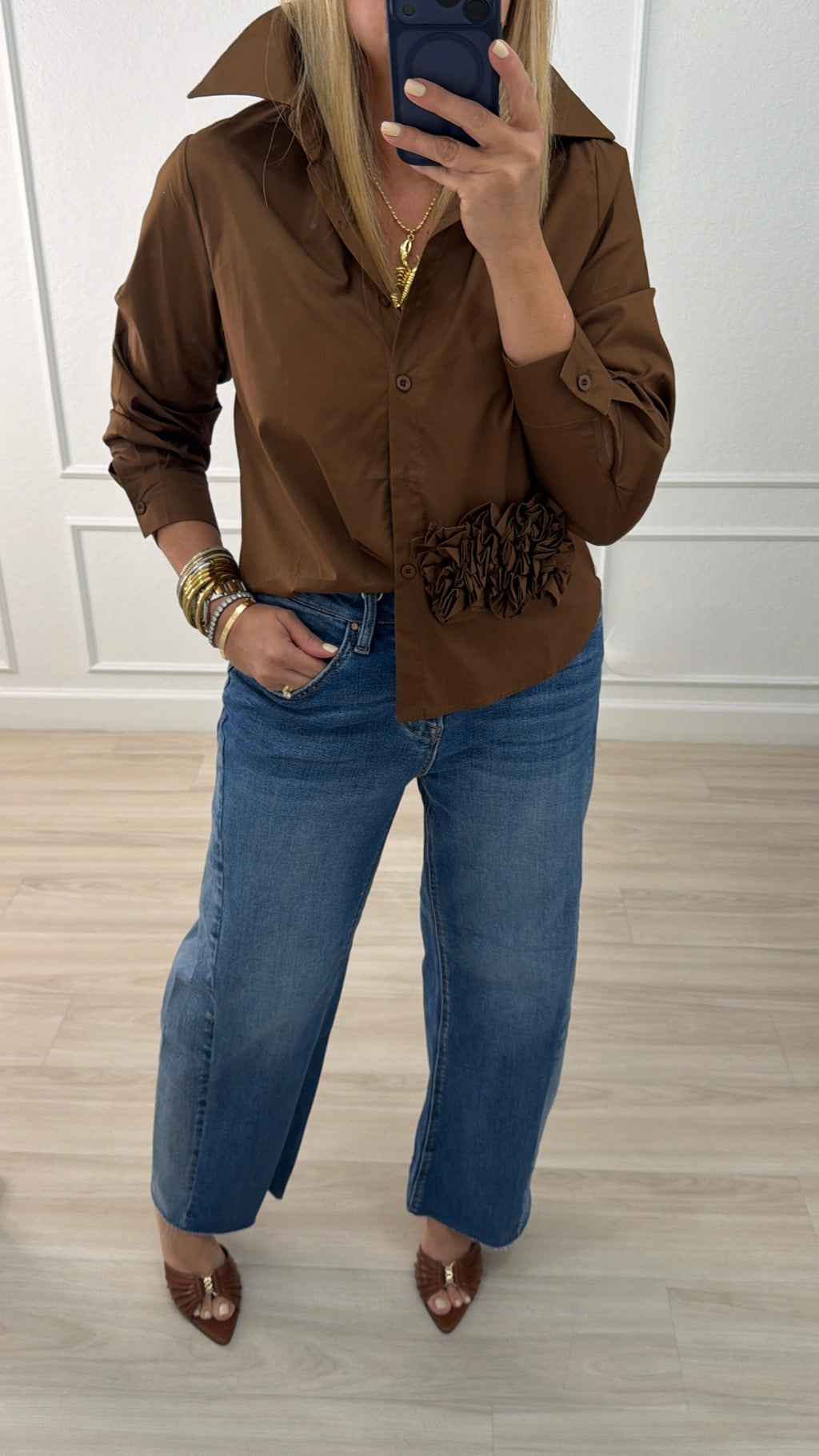 Brown/flower blouse