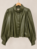 Olive faux leather jacket