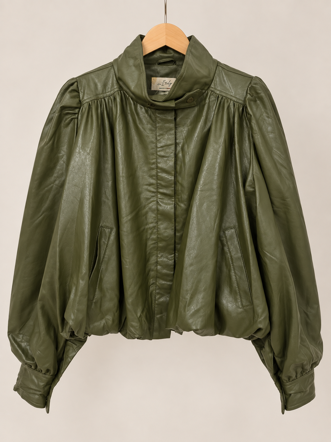 Olive faux leather jacket