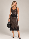 Faux leather and lace set