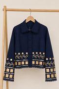 Navy Gold Embellished Jacket
