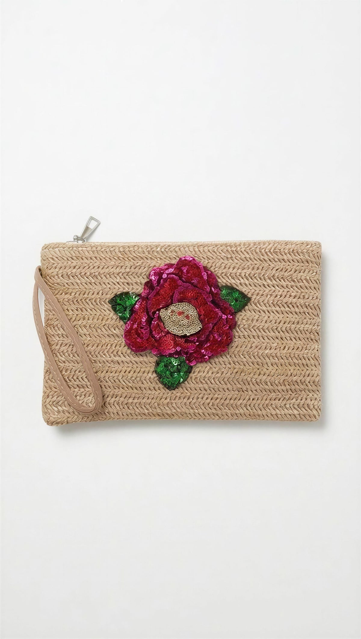 sequin flower clutch