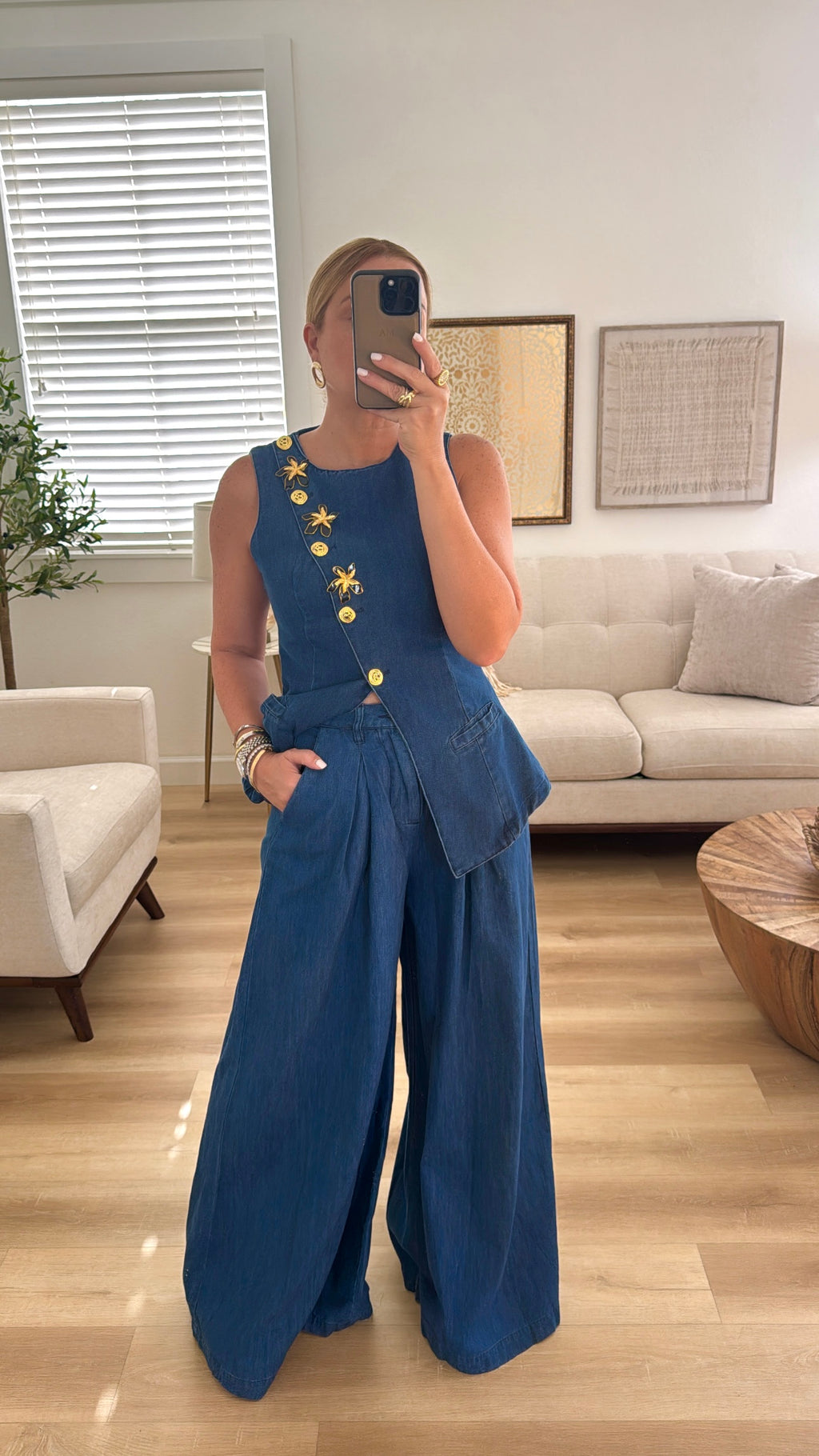 flowers/denim Vest