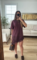 Burgundy lace t shirt