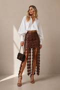 Circular brown appliqué design set