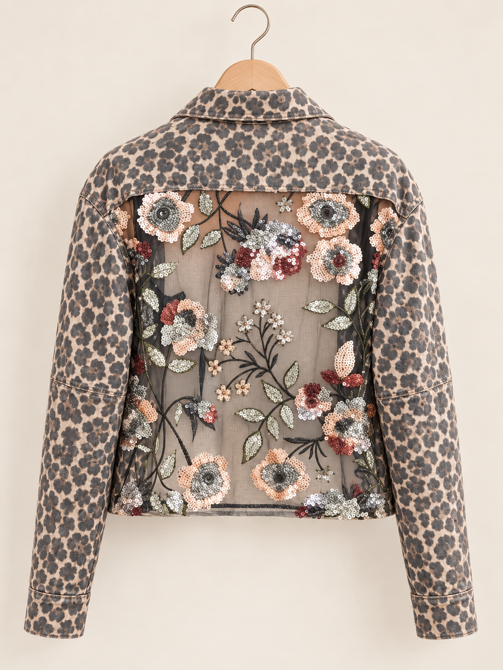 sequined leopard print jacket