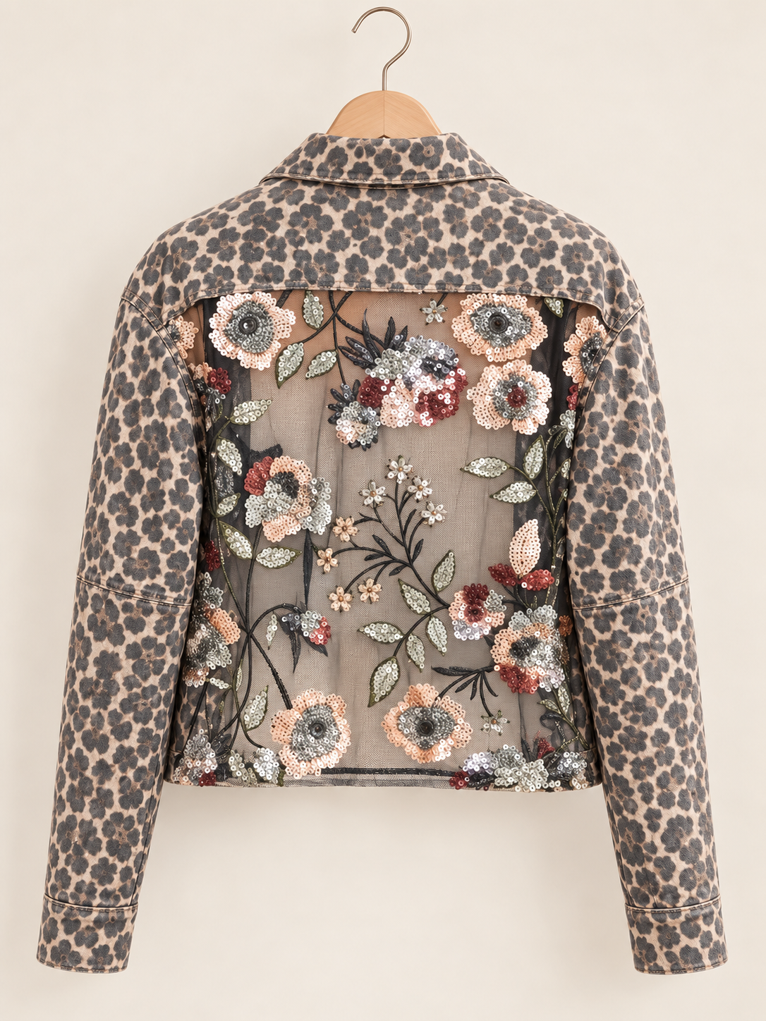 sequined leopard print jacket