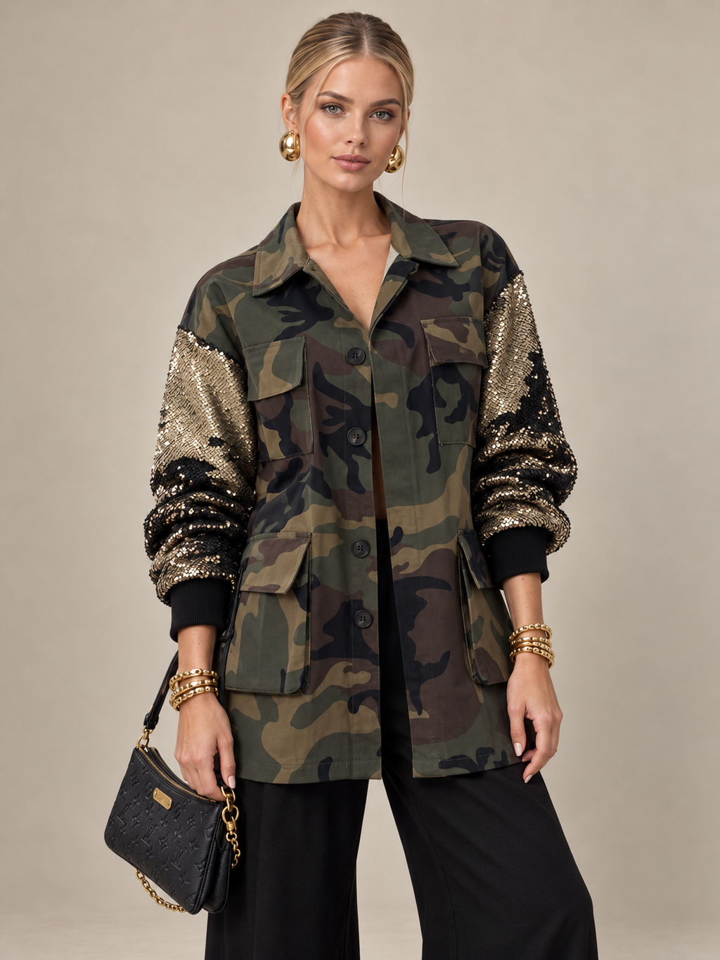 sequins/camo jacket