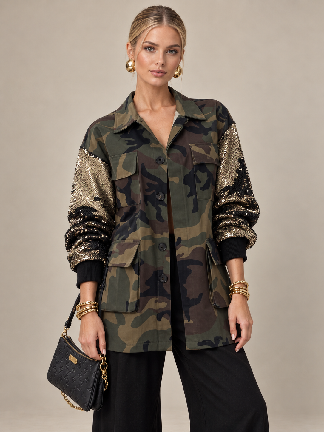 sequins/camo jacket
