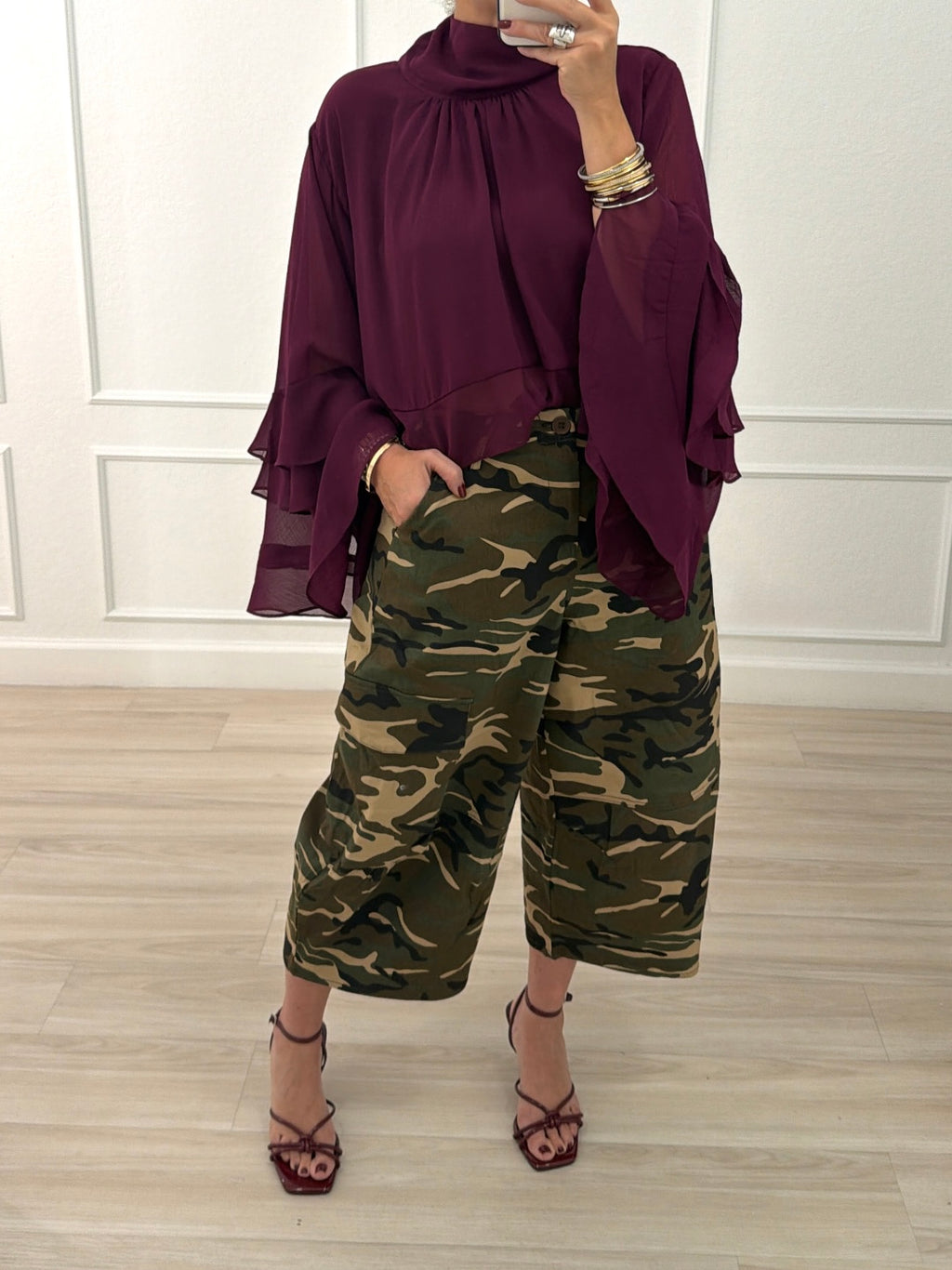 High Neck Ruffle blouse