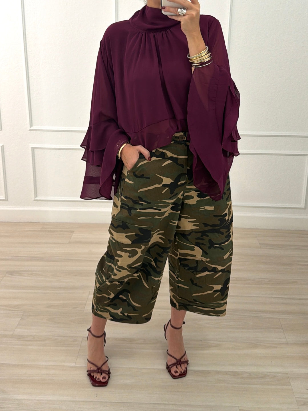 High Neck Ruffle blouse