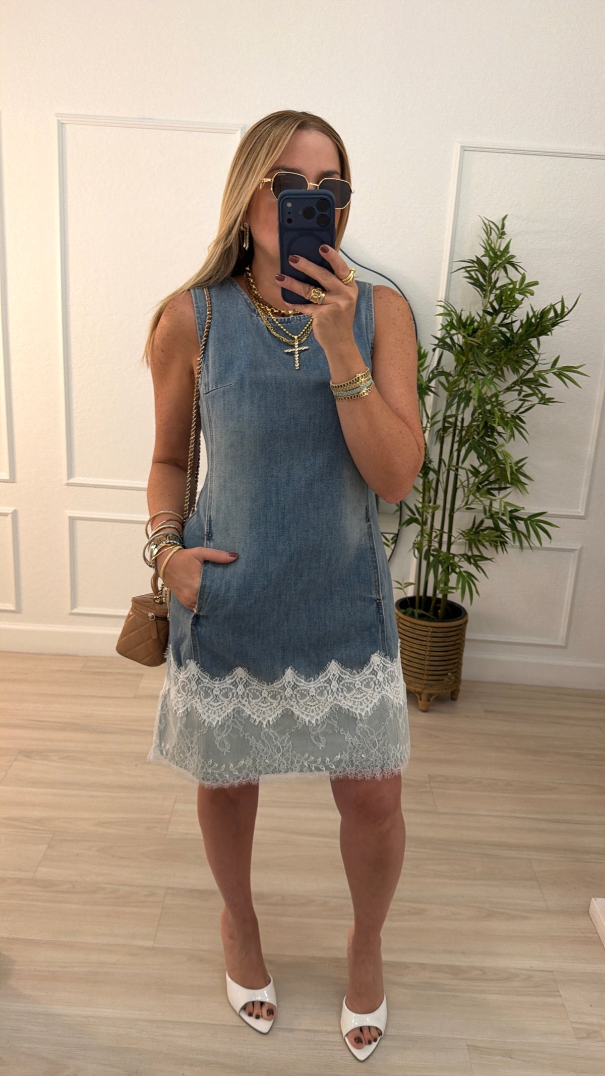 Denim/lace dress