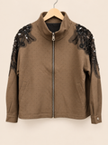Embellished Shoulder Zip Jacket