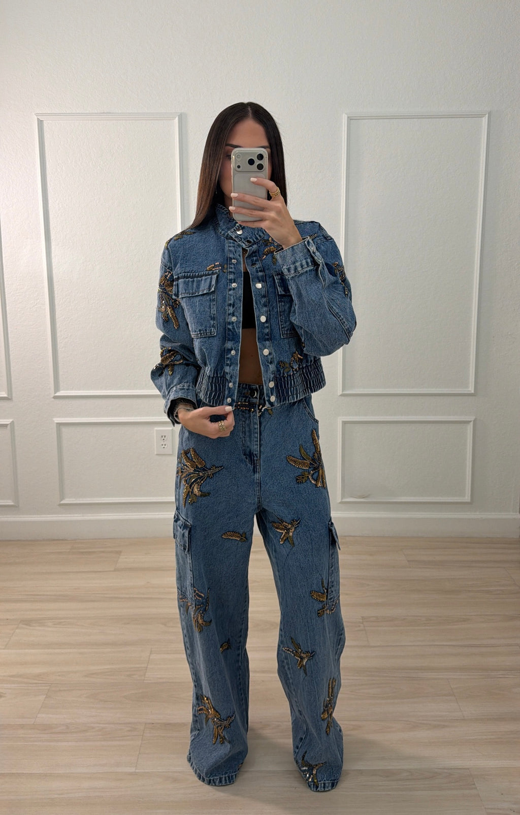 sequins/denim set