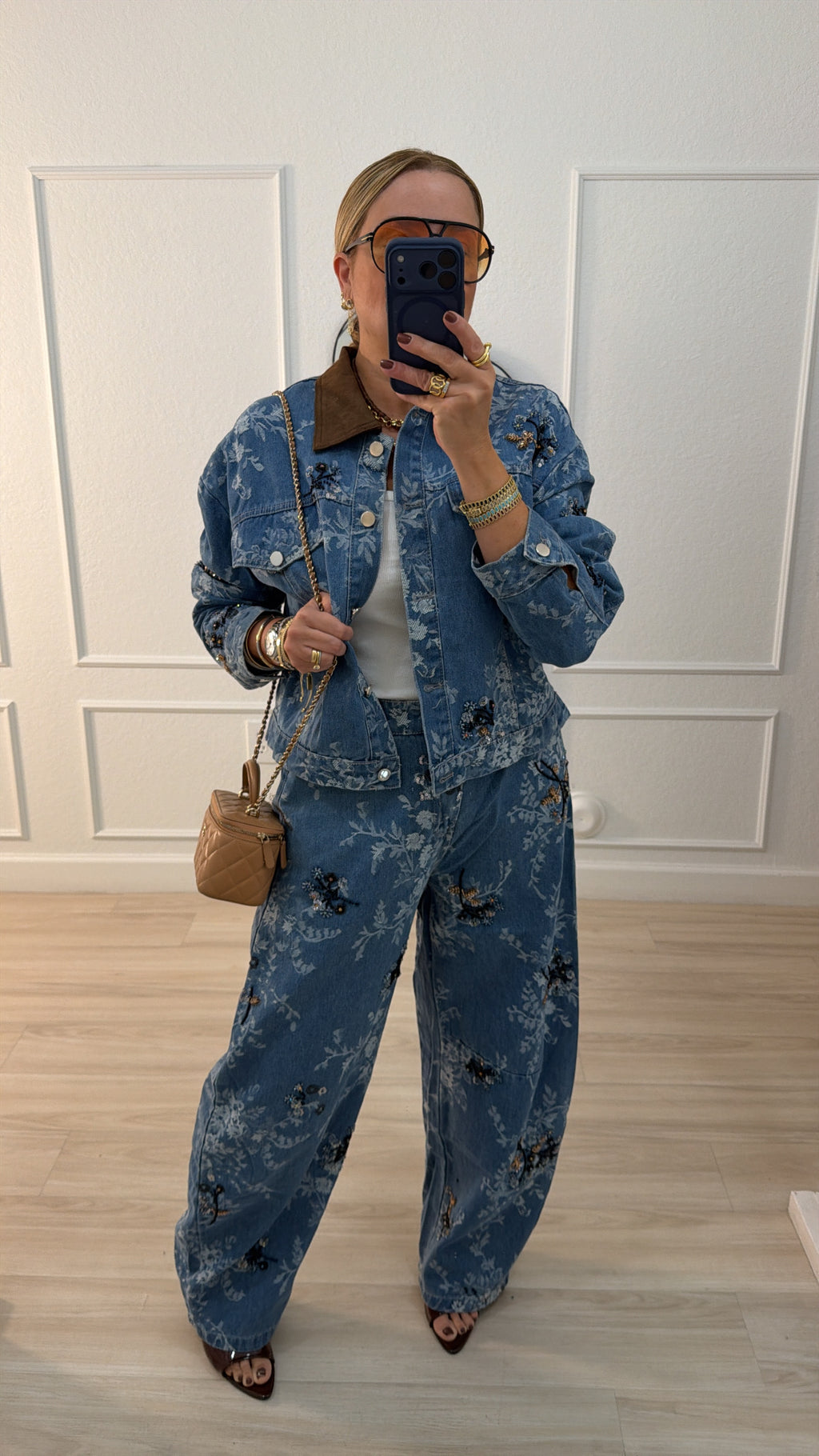 embroidery denim set