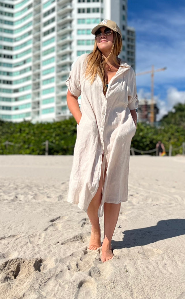 linen/sequin dress