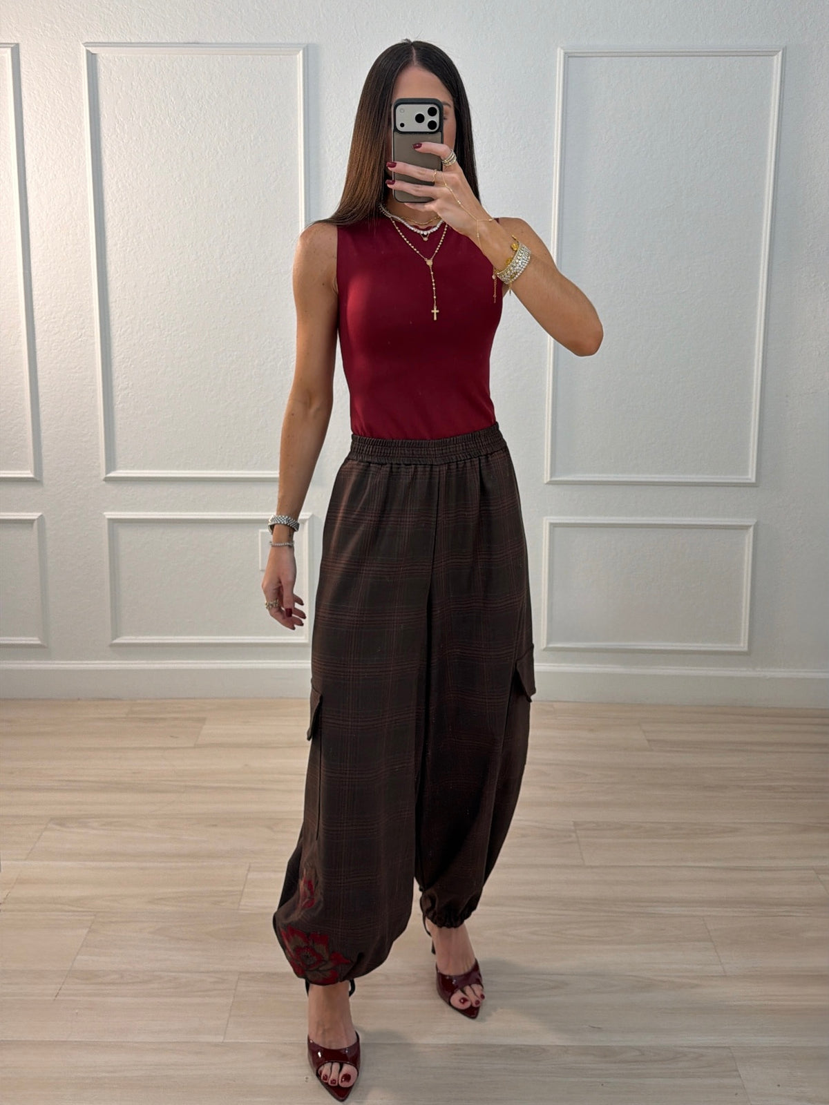 Burgundy top