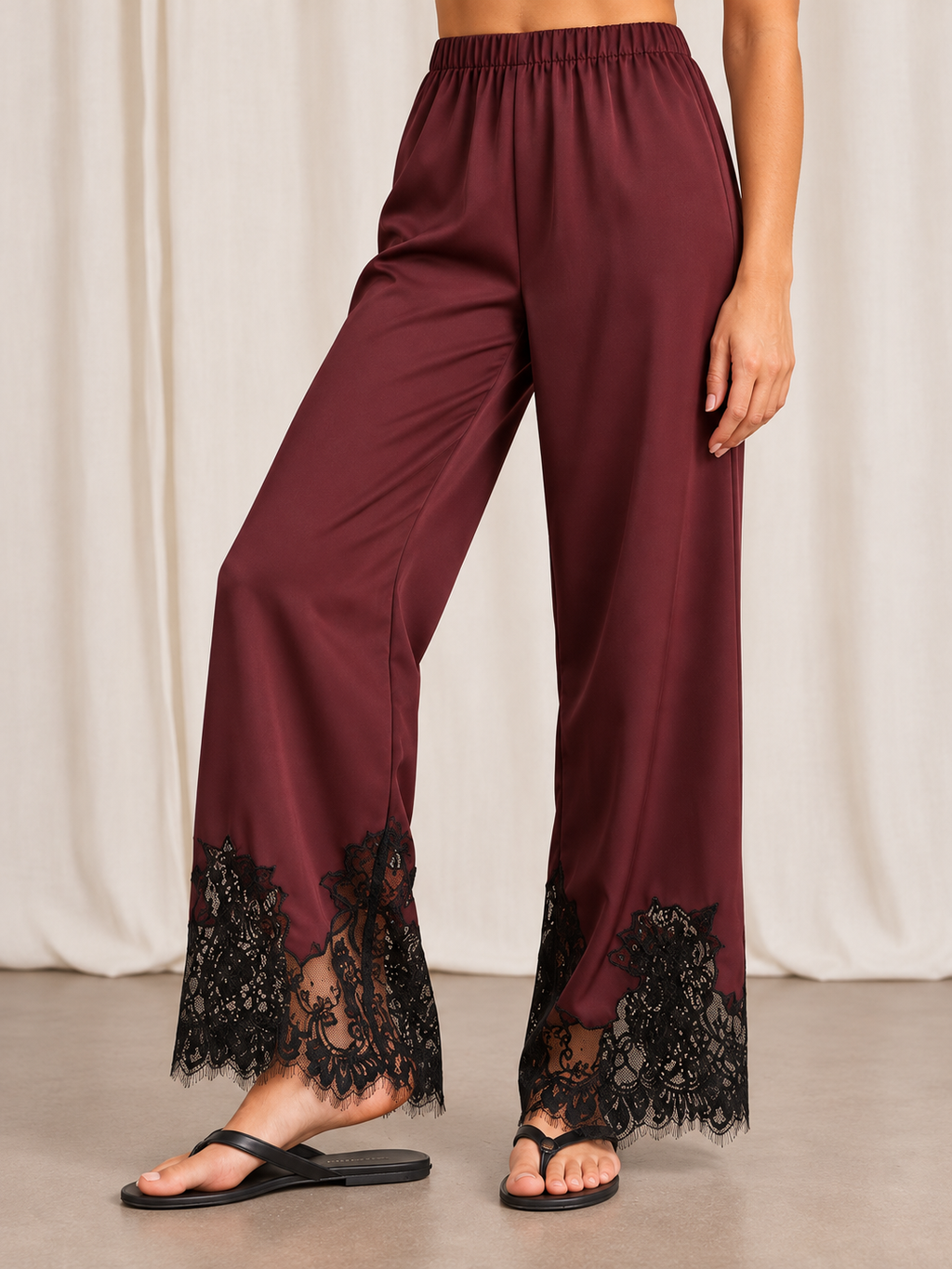 Lace/satin pants