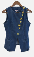 flowers/denim Vest