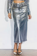 metallic silver skirt