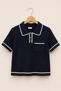 knit/polo navy top