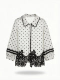 Polka/black blouse
