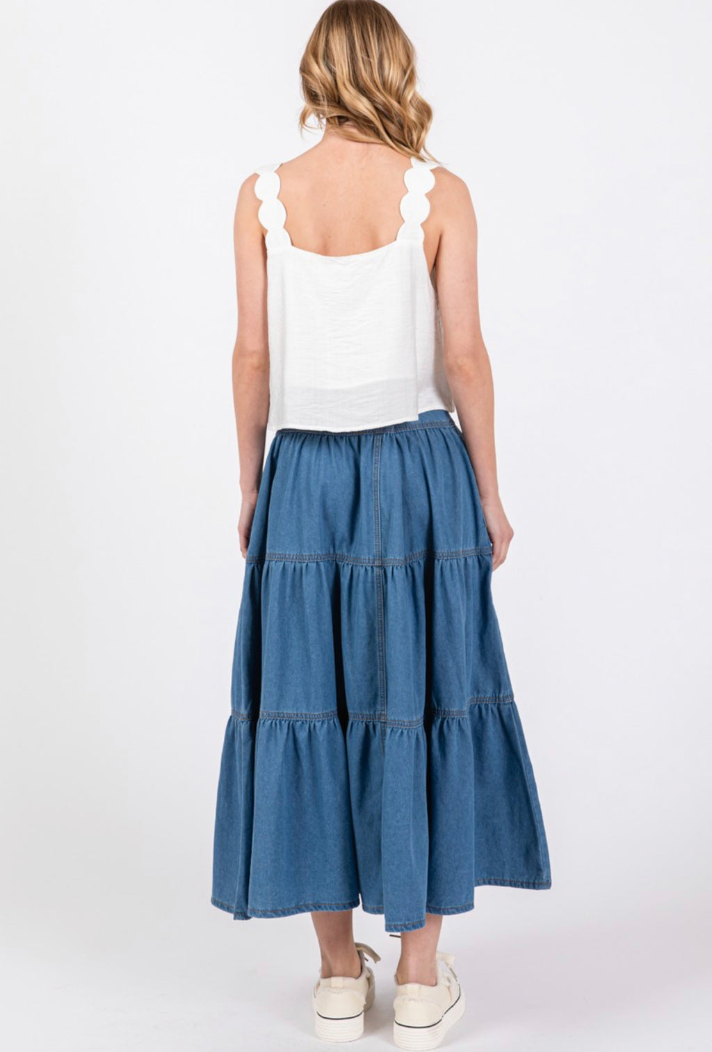 Denim maxi skirt