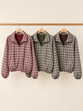 Plaid Zip-Up Bomber Jacket