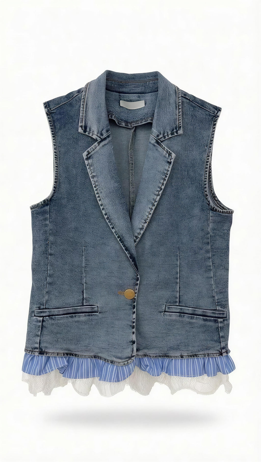 Denim/lace vest