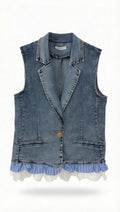 Denim/lace vest