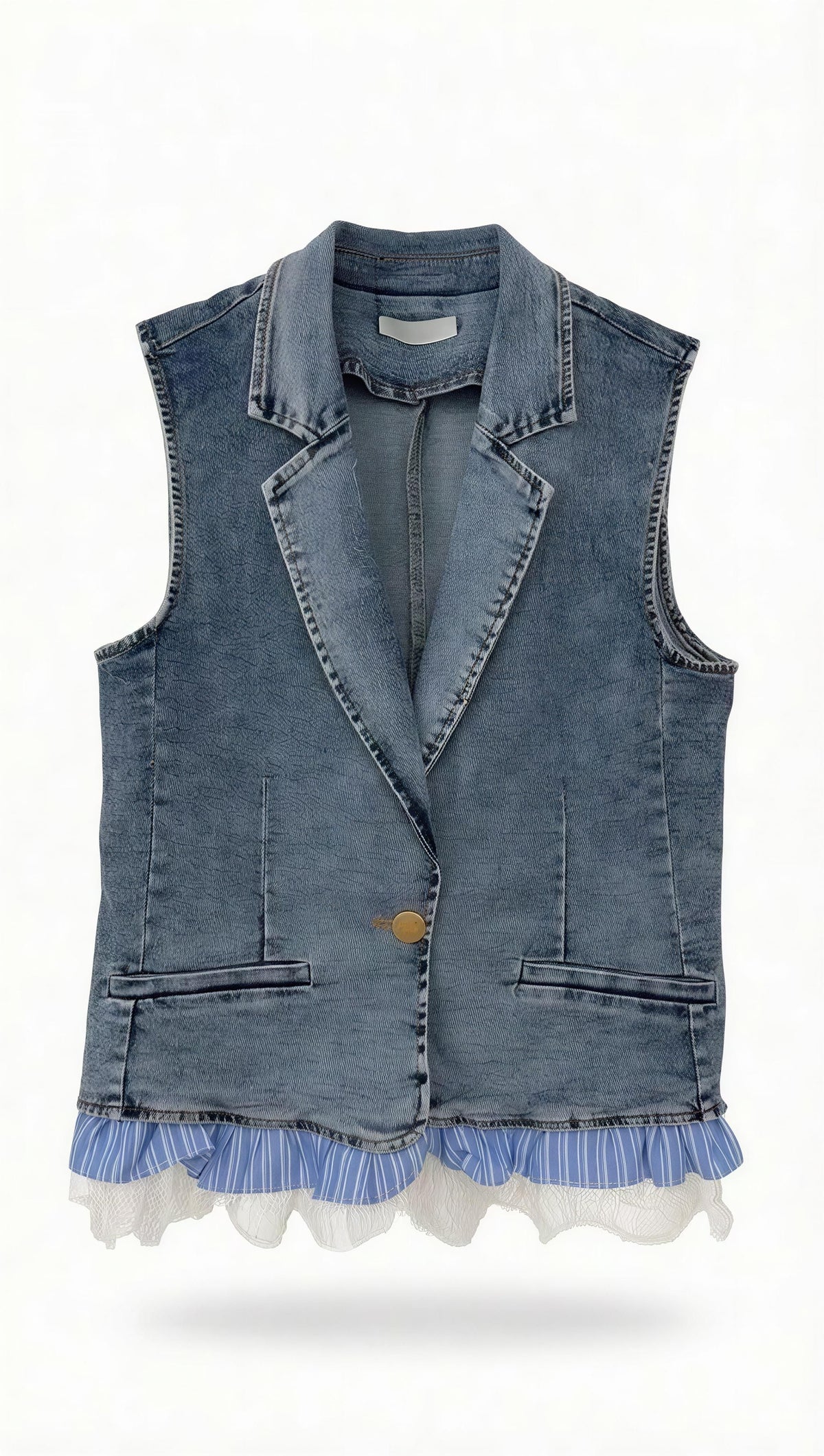 Denim/lace vest