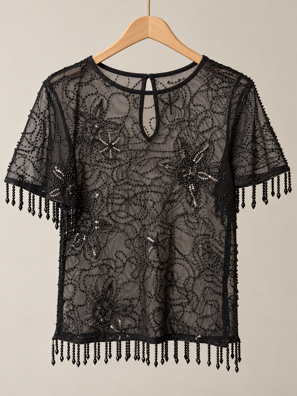 black embroidered top