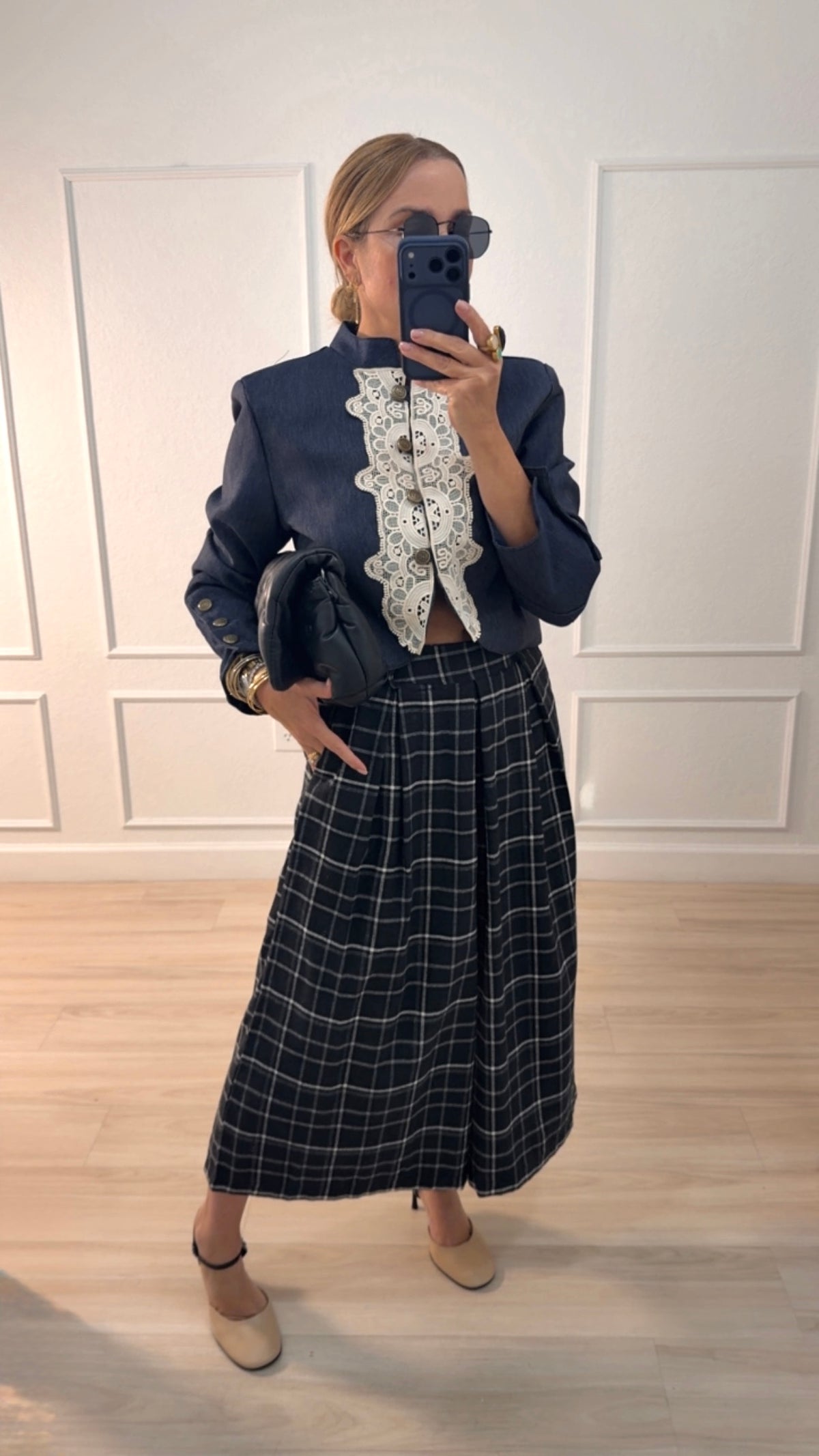 Crochet/denim jacket