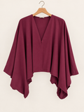 cape-style burgundy blouse