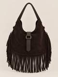 Italian Leather Fringe Hobo Bag