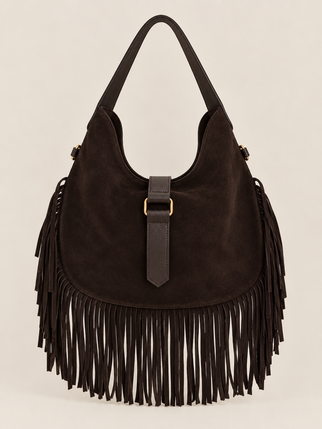 Italian Leather Fringe Hobo Bag