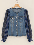 distressed denim jacket in cotton