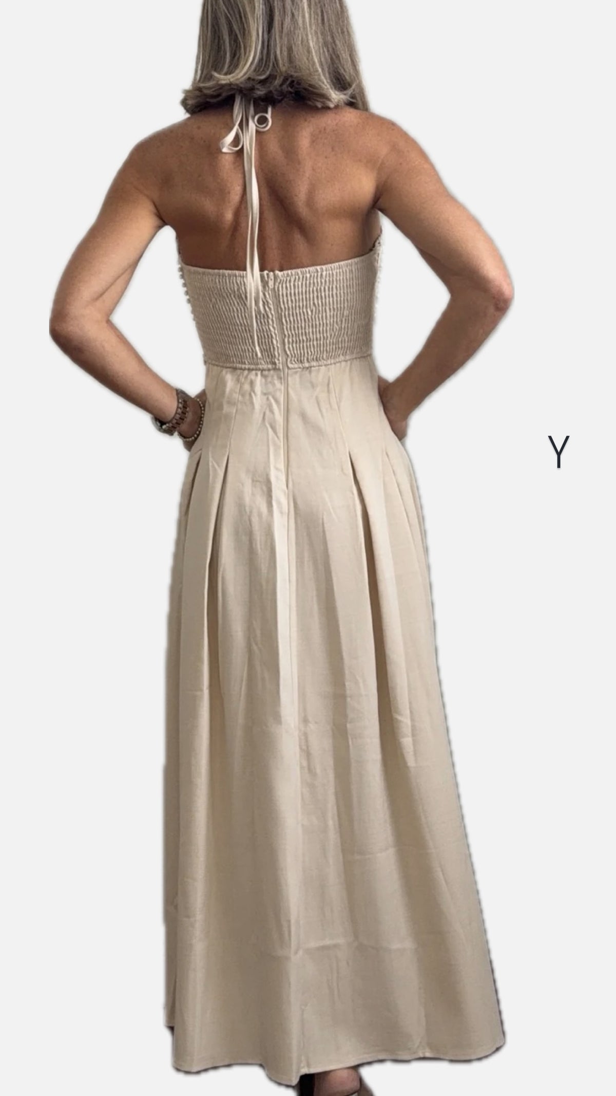pearl-embroidered dress