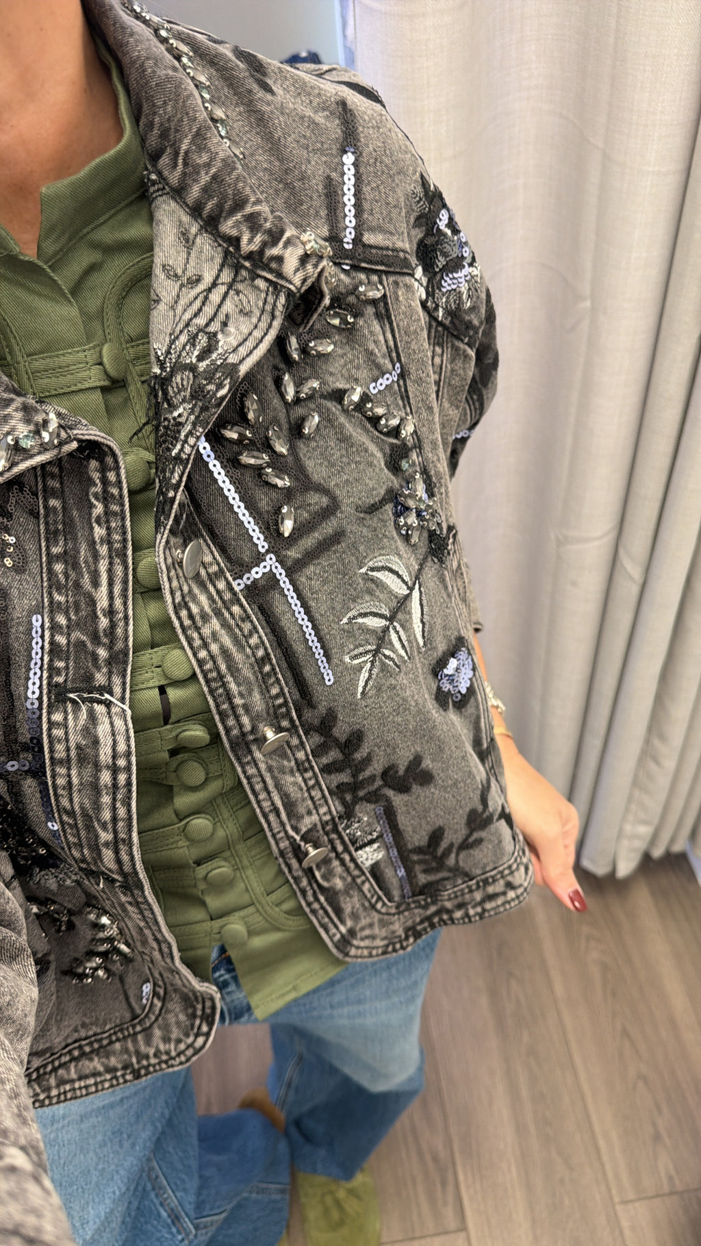 Floral Embellished Denim Jacket