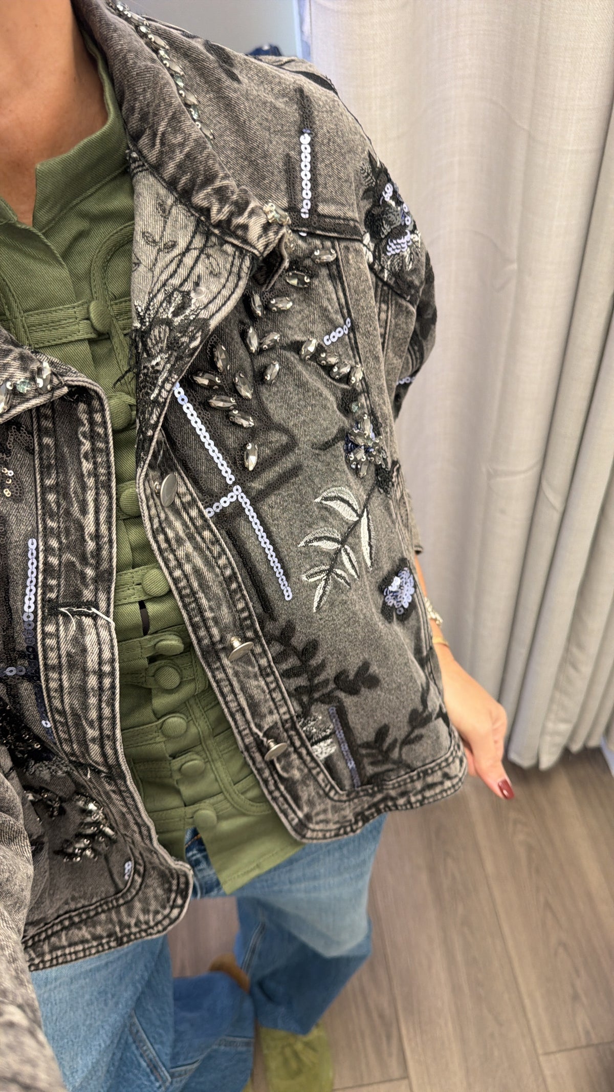 Floral Embellished Denim Jacket