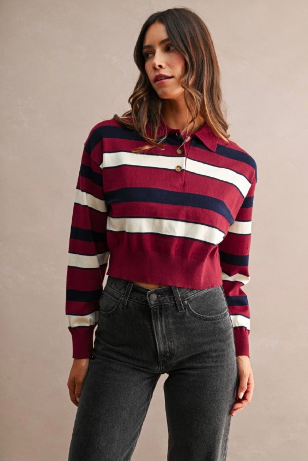 Striped/burgundy top